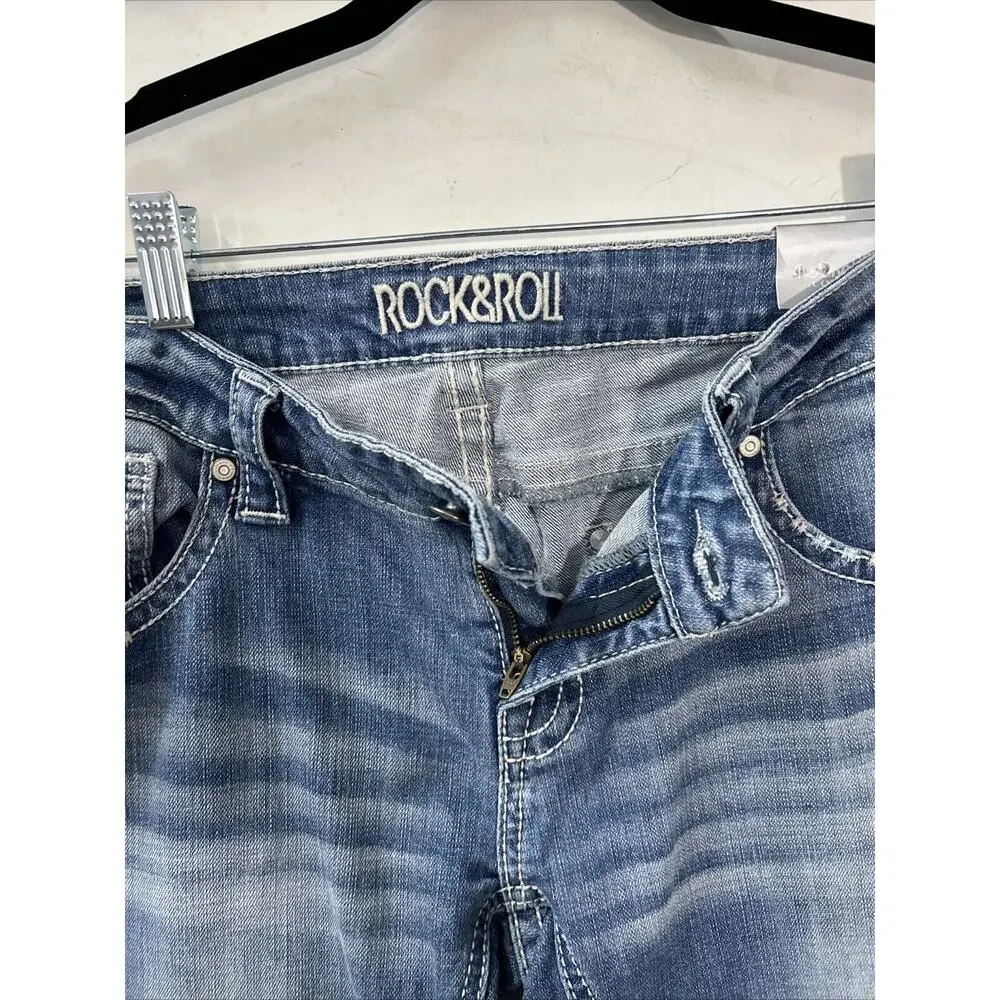 Rock & Roll Cowgirl Low Rise Bootcut Med Acid Wash Jeans Womens Size‎ 32x32 NWT - Picture 10 of 15